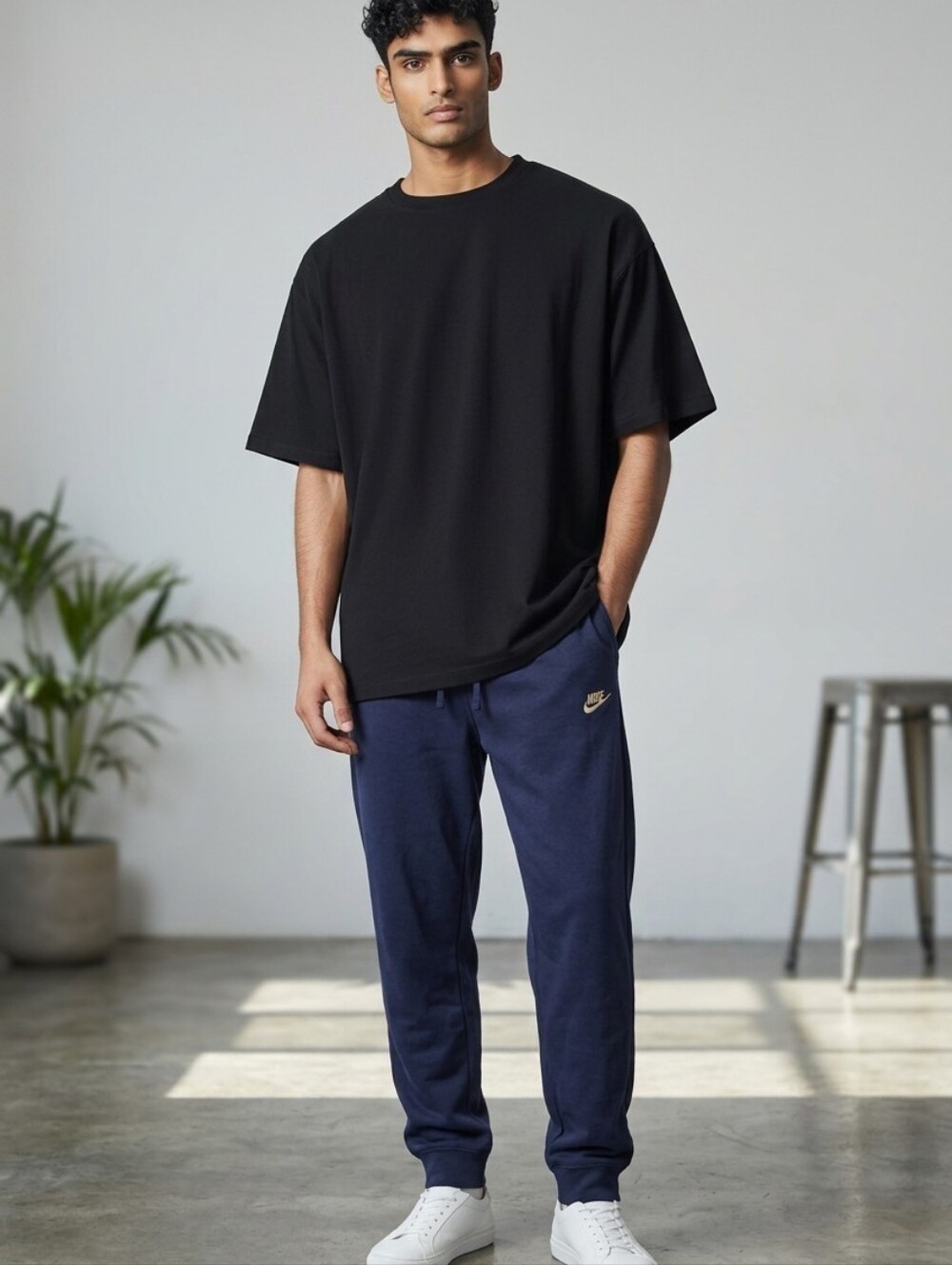 Nike Dark Blue Elastic Waist Drawstring Swestpants